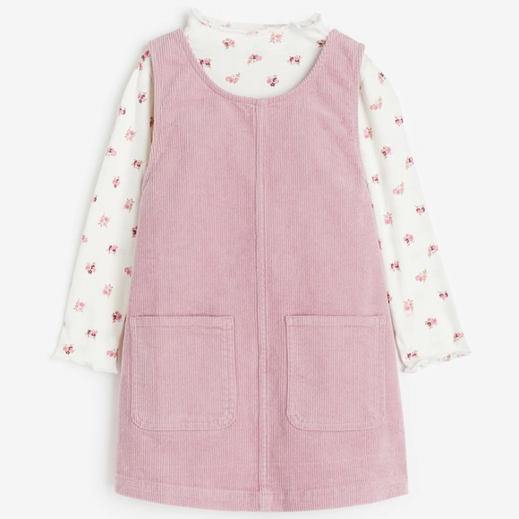 H&M size 7 corduroy pink dress - Picture 1 of 2